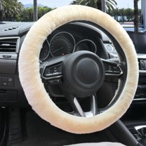 Fur Steering Wheel Cover, Plush Faux Fur Fuzzy Steering Cover Non-Slip for Car Truck Van SUV, Fits 14.5-15.5" Steering Wheel