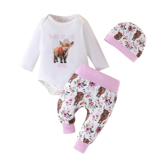 adviicd Coming Home Outfit Girl Fall Outfits Baby Girl Rib Knit Bodysuit Romper Pants Headband Hat Baby Girl Coming Home Outfit (White,6-9 Months)