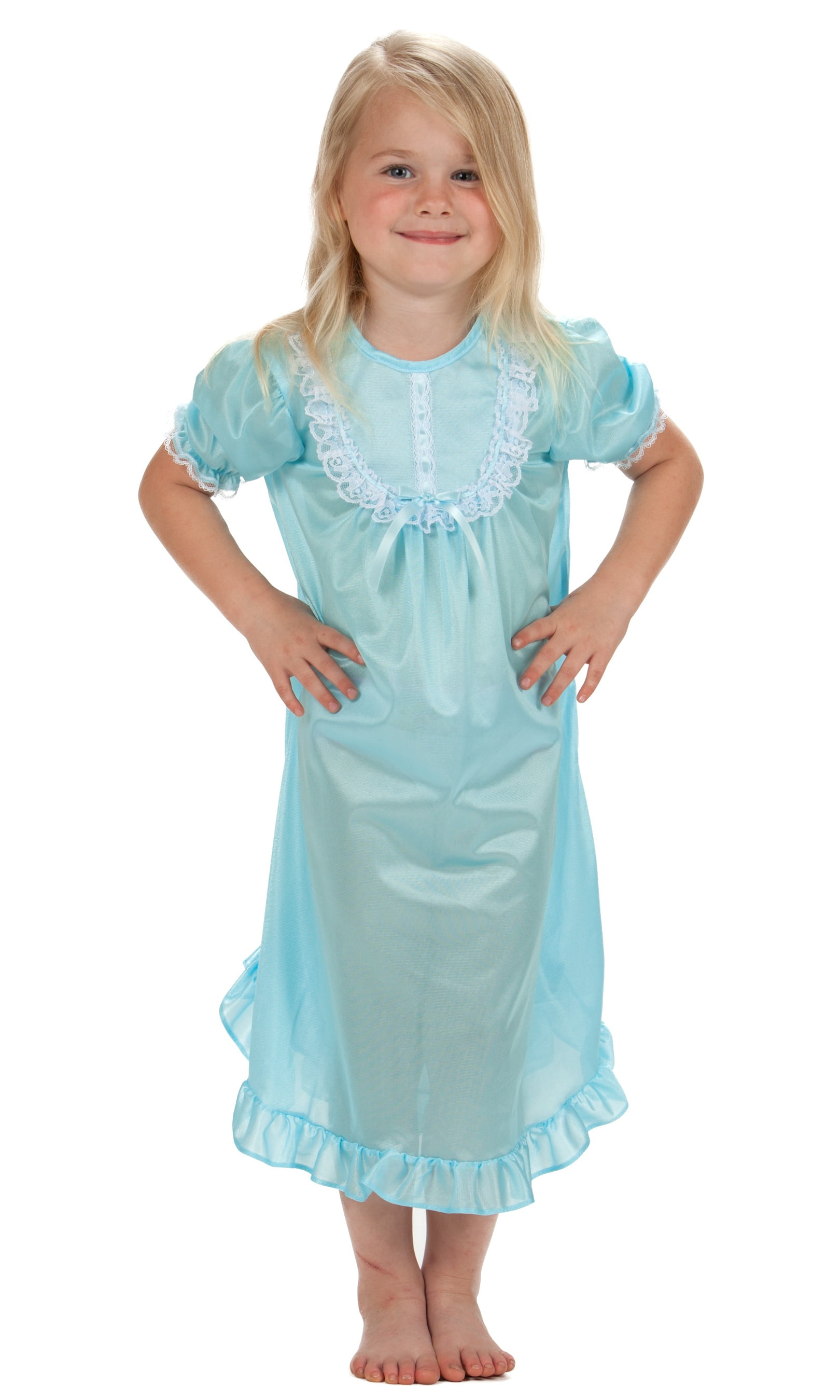 Solid Colors Short Sleeve Traditional Nightgown for Girls, 4 - 14 ...