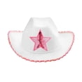 thumbnail image 2 of SILVERCELL Cowgirl Hats Pink-Star Decoration Cowboy Hat with Sequin Trim Fringe Western Party Hat for Costume Party Play Dress-Up, 2 of 3
