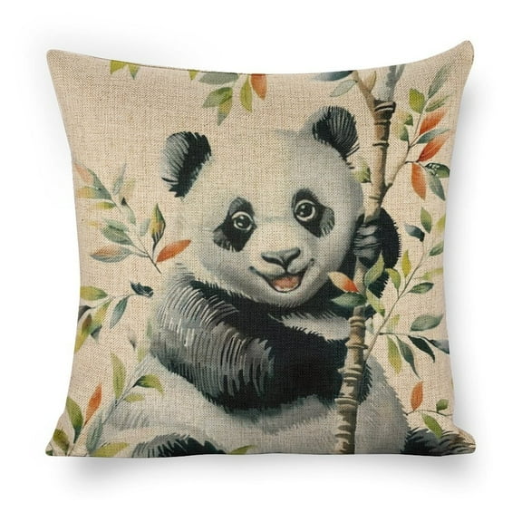 panda bear leaves linen toss pillowcase decoration pillowcase gifting preferred 18x18 inch cushion cover sofa pillowcase sofa bedroom living room car