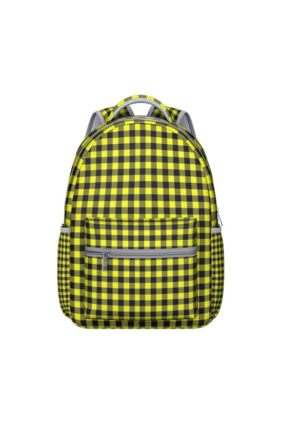 Geometric Plaid Backpack Striped and Checkered Fusion Design Stylish Students School Bag
