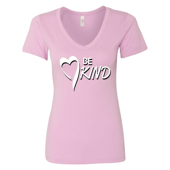 Inktastic Be Kind with Heart Ribbon in White Text Women's V-Neck T-Shirt