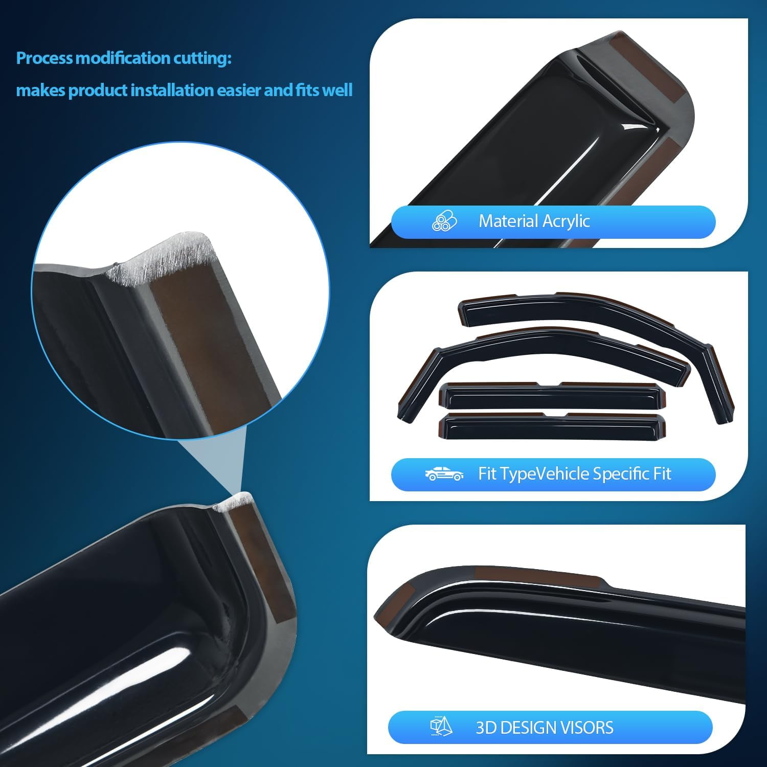 Nilight In-Channel Window Deflectors for 2015-2020 Chevy Tahoe, GMC Yukon, Cadillac Escalade, 4-Piece Rain Guards & Vent Visors