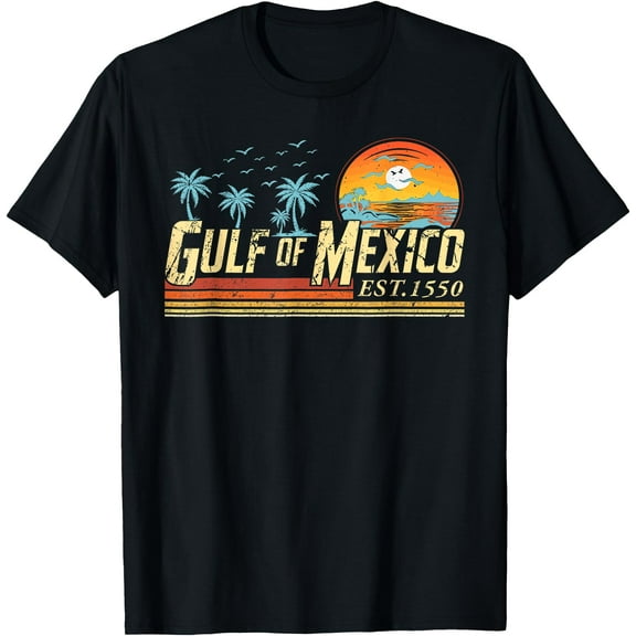 Gulf of Mexico Forever 1550 Retro Vintage Beach Men Women T-Shirt,Black tee