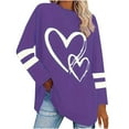 thumbnail image 2 of Weiqiqre Plus Size Women Blouses Pullover Cute Heart Sweatshirts Long Sleeve Tops with Pockets, 2 of 9