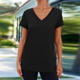 thumbnail image 2 of WEIYLL Tshirts Shirts for Women Solid Color V Neck Short Sleeve Versatile Basic Black Tops Sizes M, 2 of 7