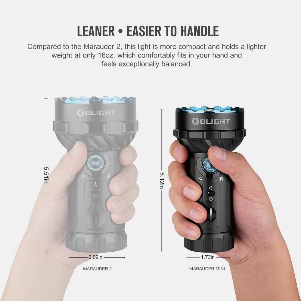 Olight Marauder Mini 7000 Lumens LED Super Bright Rechargeable Flashlight, Black