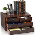 thumbnail image 1 of Organizador de escritorio DEAYOU Bamboo de 3 capas con 4 cajones, color nogal, 1 of 8