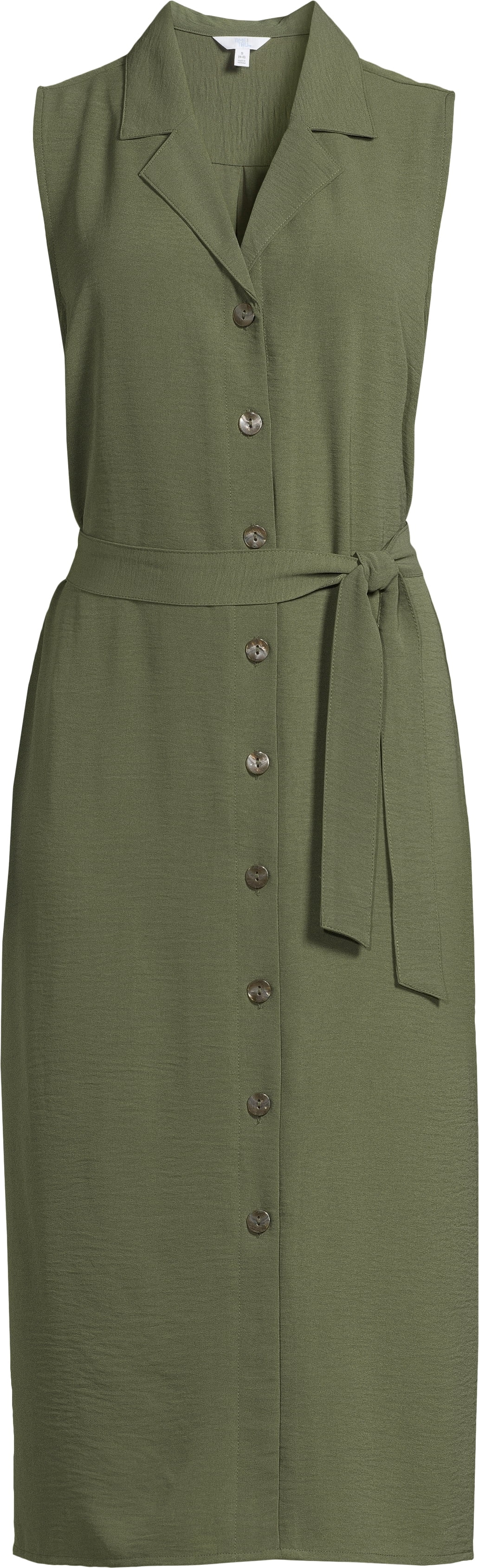 Time and Tru Women's and Women's Plus Button Down Shirt Dress with Belt, Sizes XS-4X