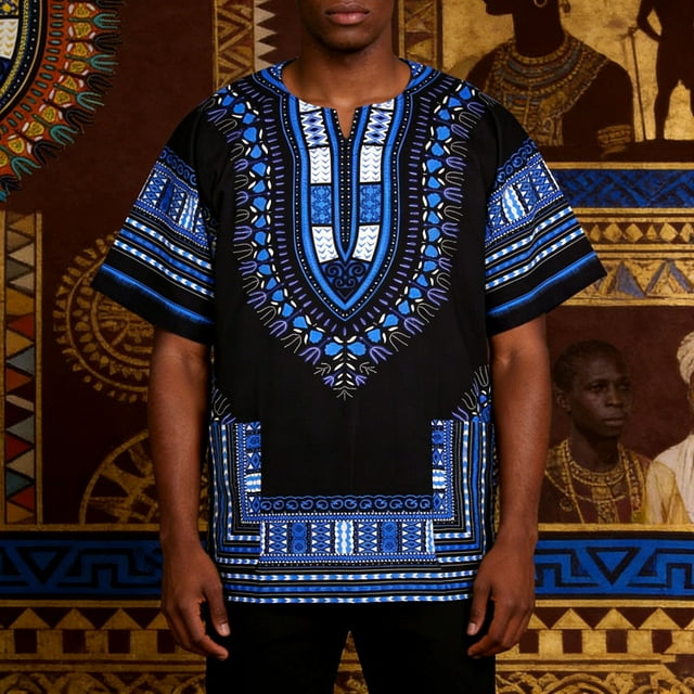 Afroprint Casual Tee with Breathable Abstract African Pattern for Daily Wear Classic Fit Men’s T Shirt
