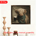 thumbnail image 5 of 2D Flat 1pc 2D Flat Scottish Highland Cow with Stout Pint Wood Framed Wall Sign - Rustic Scottish Cow, Farmhouse Decor for St Patrick'S Day, Kitchen, Office - 12x12 inch, Contemporary Style, Reusa, 5 of 8