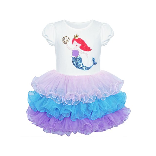 Robe Fille Mermaid Tutu Danse Ballet Jupe à Volants 4 Ans