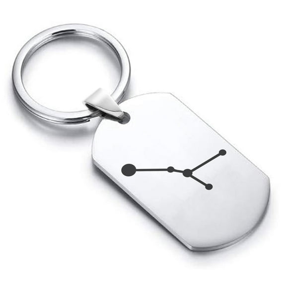 Stainless Steel Cancer (Crab) Astrology Constellation Dog Tag Keychain Circle Ring