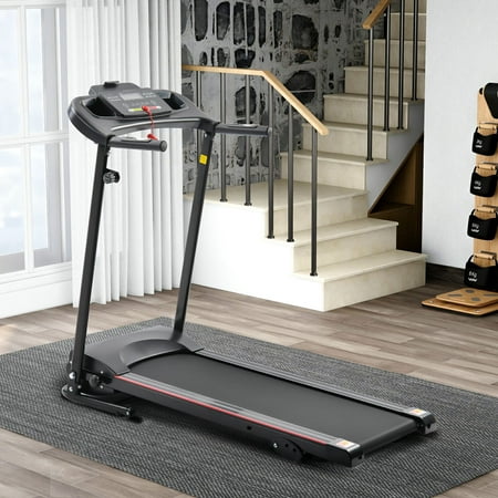 Foldable Electric Treadmill Running Machine for Home Black with 3 Manual Inclines, 5" Lcd Display, Ipad Holder and Low Noise Motor, 40.7"L x14.2"W