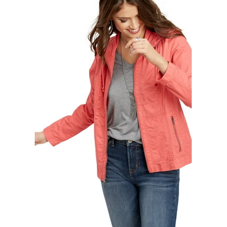 Cinched Zipper Jacket - Cinched Neck Zip Front Jacket