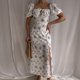 thumbnail image 1 of Vestidos Largos Casuales Vestido maxi ajustado con estampado floral Abertura lateral Traje de vacaciones para mujer (Blanco S) Kuymtek para Mujer Blanco T S, 1 of 6