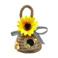 thumbnail image 1 of Adorno de girasol con forma de pequeña, tejido a mano, para colgar en colmena, con cuerda de yute, ideal para oficina, interior y jardín., 1 of 7