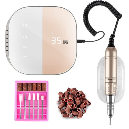 Madenia Professional Nail Drill Machine for Acrylic Nails, 35000RPM Compact Cute Electric Nail Drills with Touch Screen Efile Nail Drill E File Kit for Salon Home Manicure Pedicure Use, Pink ALT1