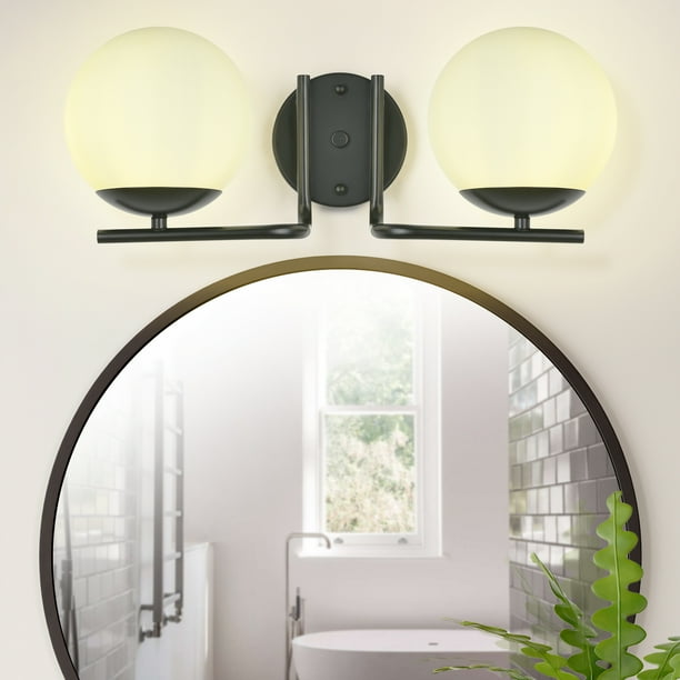 GoYeel Black Bathroom Light Fixtures Over Mirror, 2Lights Bathroom
