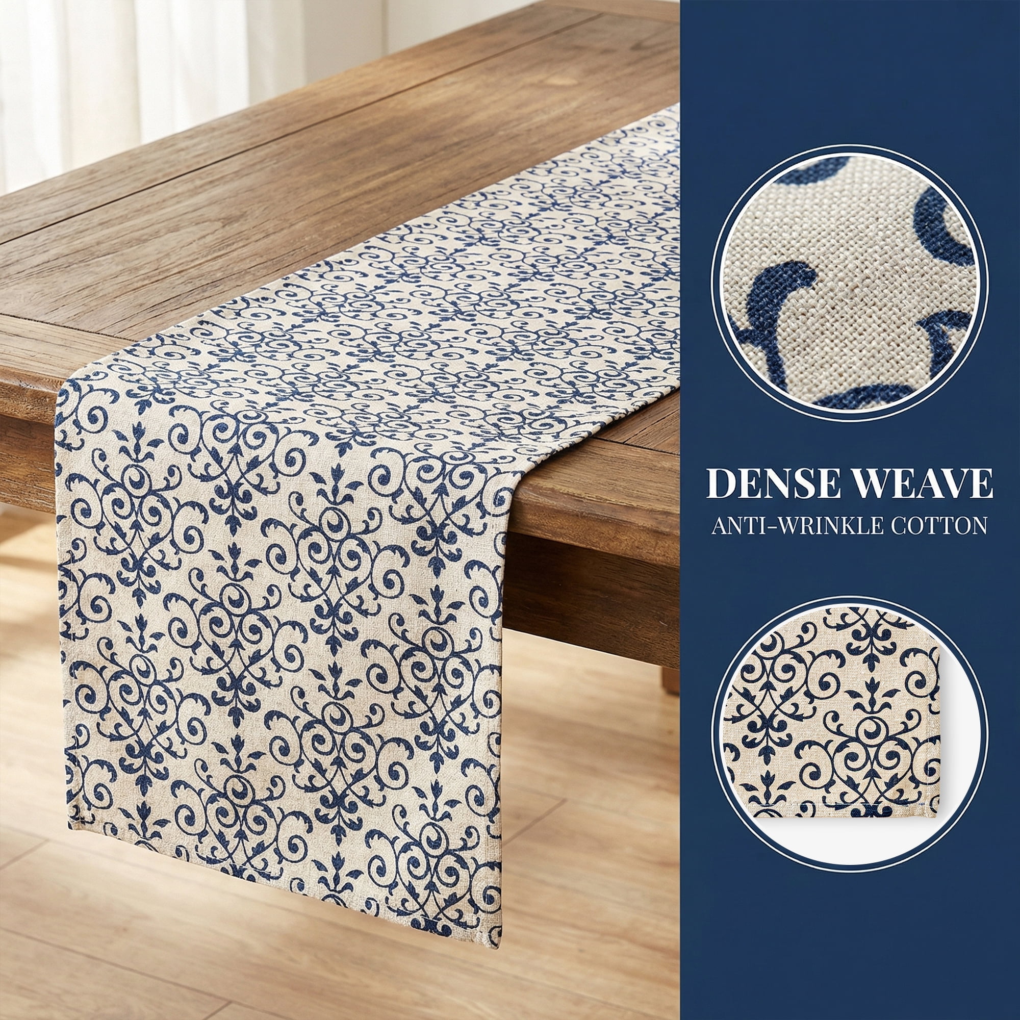 Unique Bargains Birthday Decorations Long Cotton Kitchen Runner Blue 11.8x63in
