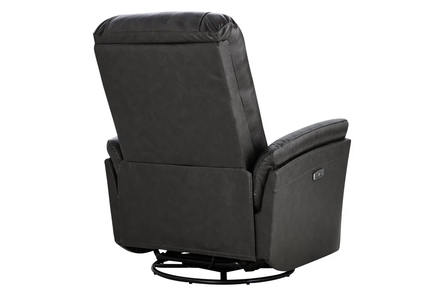 Spruce & Spring Premium Genuine Leather Swivel Gliding Power Recliner 1 Piece Indoor Use Gray Fabric