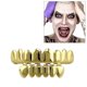 thumbnail image 2 of Juego de prótesis dentales superiores e inferiores lisas con baño de oro auténtico, 2 of 5