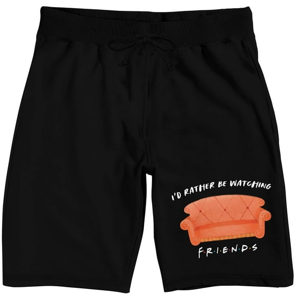 Friends TV I'd Rather Be Watching Friends Men's Black Sleep Pajama Shorts-3XL