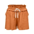 thumbnail image 4 of SEAOPEN Womens Elastic Waist Casual Drawstring Shorts Summer Beach Shorts Lightweight Athletic Shorts Comfy Short Pants with Pockets L Orange, 4 of 7