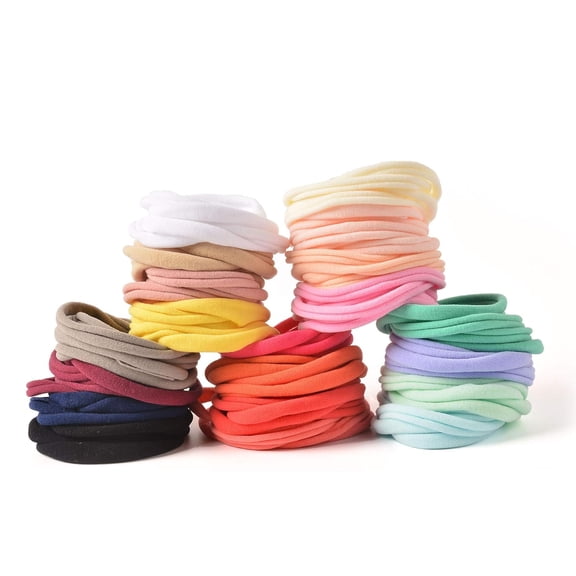 Ksopiavobs 100 PCS Baby Nylon Headbands Hairbands Hair Bow Elastics for Baby Girls Newborn Infant Toddlers Kids DIY