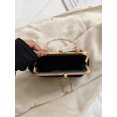 thumbnail image 2 of Women's Black Velvet Evening Clutch Purse with Rhinestone Studs and Metal Handle, 2 of 7