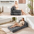 thumbnail image 4 of HYSpacerX Folding Sofa Bed Convertible Sleeper Chair, Portable Floor Futon with Pillow & Back Support, Foldable Mattress Lounge Couch for Living Room & Bedroom, Single Size, Gray, 4 of 9