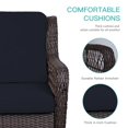 thumbnail image 6 of MEETWARM 3-Piece Patio Wicker Conversation Bistro Set Cushioned, Outdoor Swivel Rocking Chairs Rattan Furniture Sets with Thickened Cushion and Glass-Top Coffee Table (Navy Blue), 6 of 7