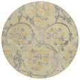 thumbnail image 2 of HomeRoots 585630 8 ft. Round Floral Washable Indoor & Outdoor Area Rug, Gold, Gray & Charcoal, 2 of 5