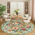 thumbnail image 6 of DUKINO Floral Round Rug, 6ft Washable Circle Rug, Non Slip Indoor Low Pile Circle Rug, Soft Small Boho Design Carpet for Bedroom, Entryway, Living Room, Dining Room, Green, 6 of 7