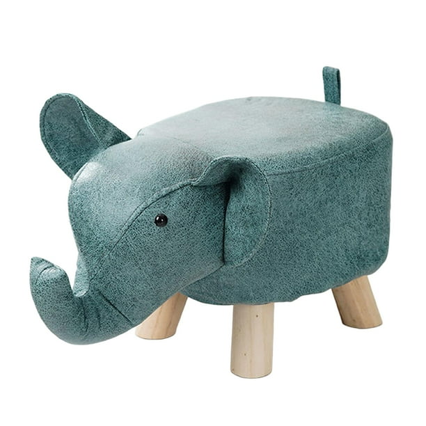 Reposapiés de animales, taburete de sofá, almacenamiento portátil de madera, otomana con dibujos animados azul