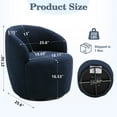 thumbnail image 3 of PORKISS Swivel Accent Chair, Armchair with Teddy Fabric, Barrel Chair with Black Powder Coating Metal Ring for Living Room, Bedroom, Dark Blue, 3 of 9