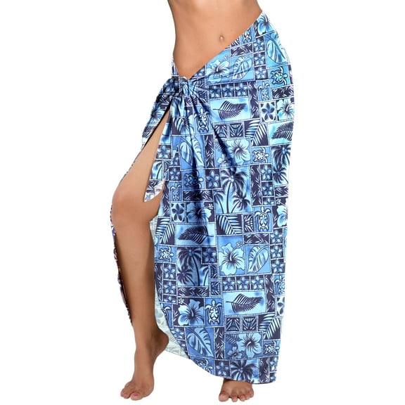 HAPPY BAY Women's Beachwear Cover-up Swimwear Sarong Pareo Summer Bikinis Pareos Coverups Vacation Long Beach Cover up Wraps One Size Blue, Palm Tree