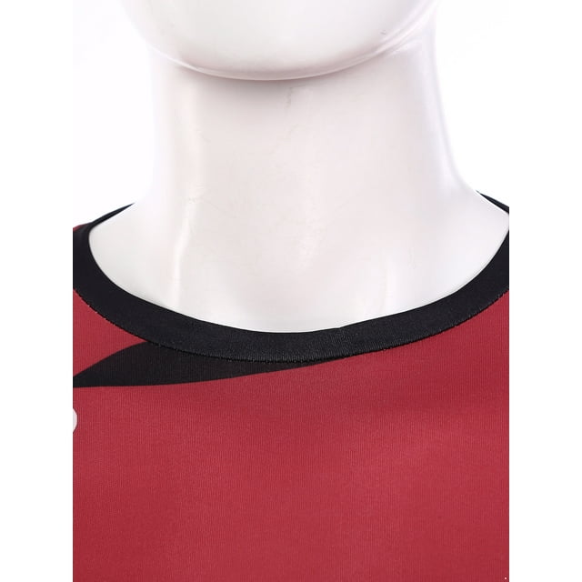 Oyolan Men Chef Print Contrast Color Restaurant Kitchen Chef Shirt Costume Round Neck Short Sleeve Tee Top Burgundy XL