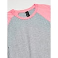thumbnail image 2 of Hanes Men's X-Temp Raglan Baseball Tee, Light Steel/Neon Pink, XX-Large, 2 of 4