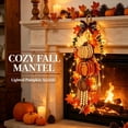 thumbnail image 4 of Rustic Wooden Pumpkin Door Hanging with Warm LED Lights, Rustic White Pumpkin Hanging Swag, Fall Decor Gift, Glowing Wreath, 4 of 8