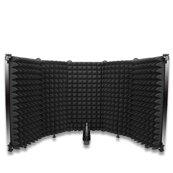 Studio Recording Mic Isolation Shield, Foldable Microphone Shield Acoustic Foam, Portable Vocal Booth Microphone Reflection Filte