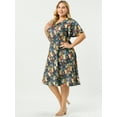 thumbnail image 4 of GRACE & GRANDEUR Women's Plus Size Homecoming Elegant Short Sleeve Floral Pattern Midi Dress 3X Blue, 4 of 6