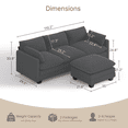 thumbnail image 5 of 110'' Oversized L Shaped Corduroy Cloud Couches with Ottoman and Washable Cover for Living Room, Modern 4 Seater Cloud Sofa with Comfy Deep Seat and Throw Pillows for Apartment, Gray, 5 of 10