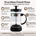 thumbnail image 5 of Dependable Industries Essential Glass French Press: 12oz Compact Brewer for Fresh Coffee & Tea, 5 of 8