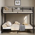 thumbnail image 2 of GZXS Bunk Bed Twin Over Twin Size,Metal Bed Frame with Side Ladder and Safety Guardrail,Space Saving, Black, 2 of 10