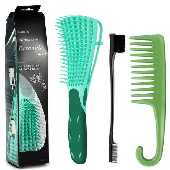 Large Green Detangling Brush for Curly Afro Thick Wavy Hair Wet and Dry Brush   Detangling Comb Edge Brush
