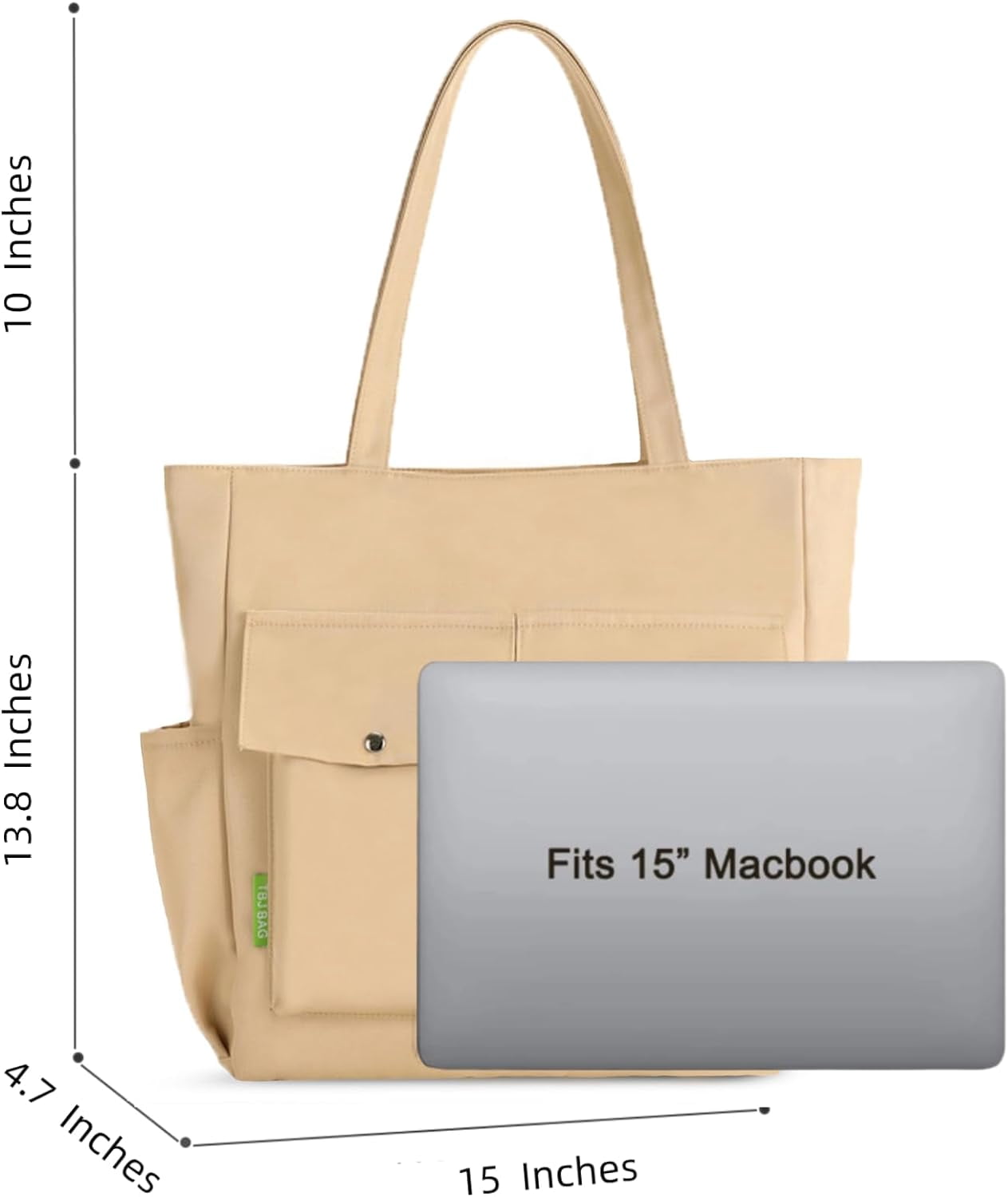 Women Multi Pockets Zipper Waterproof Lightweight Tote Bag Casual Large Shoulder Handbags Cute Canvas College Totes
