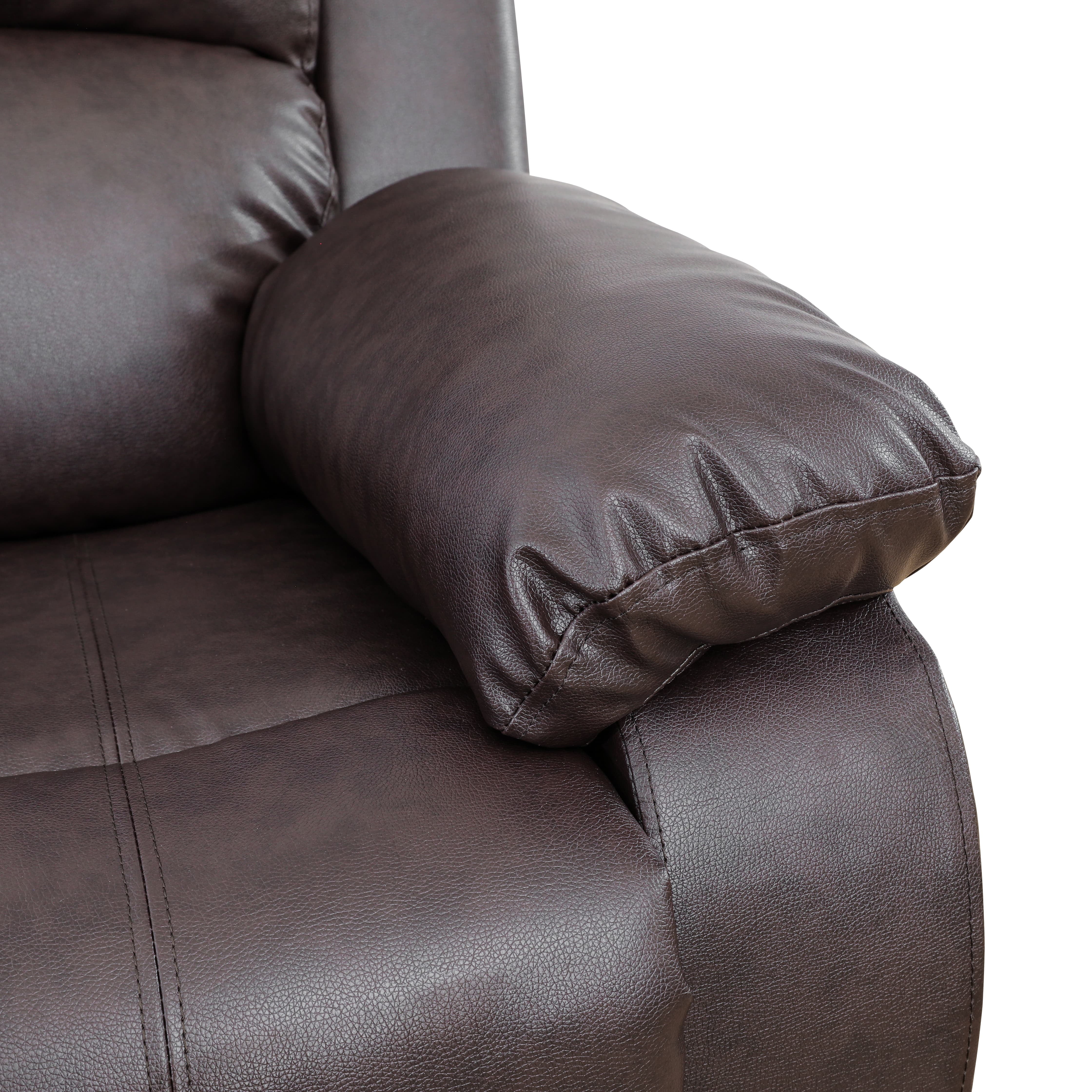 TrumanPick Manual Recliner Chair, Overstuffed reclining Armchair Home Theater Sofa Recliner for Living Room, Brown