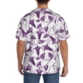thumbnail image 3 of Fotbe Violets Flowers Camisa Estampada de Manga Corta para Hombre, Casual de Verano, Estilo Playero, Sin Arrugas-Small, 3 of 5